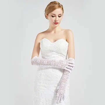 Elegant Elbow Length Lace Gloves for Women