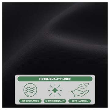 Biscaynebay Hotel Quality Fabric Shower Curtain Liner 72 Inch by 72 Inch, Black Water Resistant Bathroom Curtains Rust Resistant Grommets & Weighted Bottom Hem Machine Washable