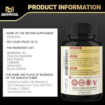 2 Pack Berberine HCl- Plus Ceylon Cinnamon, Turmeric, Milk Thistle, Artichoke, Black Pepper, Berberine HCI Root Supplements Pills - Immune System