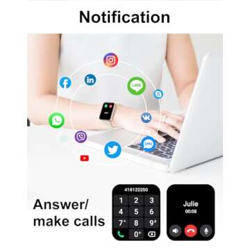 Dakofied Smart Watch (Answer/Make Calls), 1.85" Smart Watches for Men Women Digital Watch Fitness Tr...