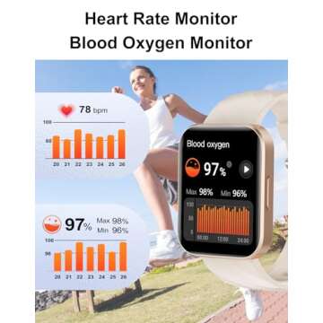 Dakofied Smart Watch (Answer/Make Calls), 1.85" Smart Watches for Men Women Digital Watch Fitness Tracker with 100+ Sport Modes Heart Rate Monitor Watch for iOS Android Phones Waterproof Milky White