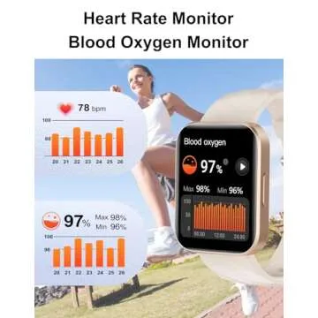 Dakofied Smart Watch (Answer/Make Calls), 1.85" Smart Watches for Men Women Digital Watch Fitness Tracker with 100+ Sport Modes Heart Rate Monitor Watch for iOS Android Phones Waterproof Milky White