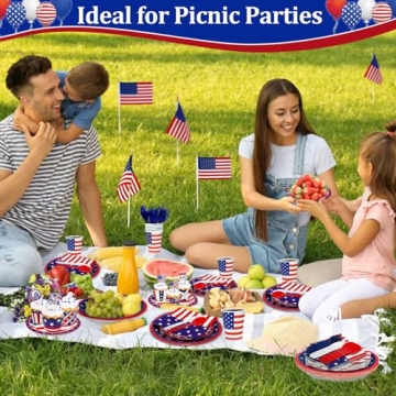 TURNMEON 168 Pcs 4th of July Party Supplies Set