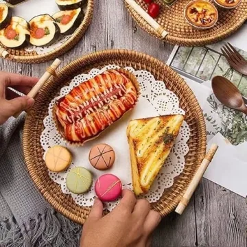 Stylish Rattan Serving Tray with Handles for Any Occasion