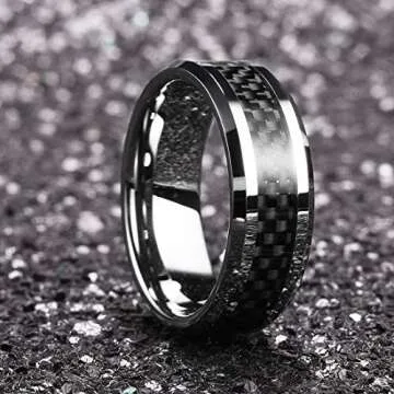 King Will GENTLEMAN 7MM Men's Titanium Ring with Carbon Fiber Inlay
