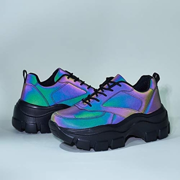 Stylish LUCKY STEP Women Chunky Sneakers in Neon Colors
