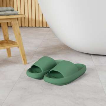 welltree Slides for Women Men Pillow Slippers Non-Slip Bathroom Shower Sandals Soft Thick Sole Indoo...