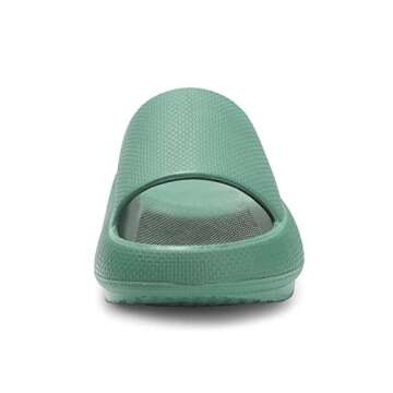 welltree Slides for Women Men Pillow Slippers Non-Slip Bathroom Shower Sandals Soft Thick Sole Indoor and Outdoor Slides,Green,10.5-11 Women/9-9.5 Men