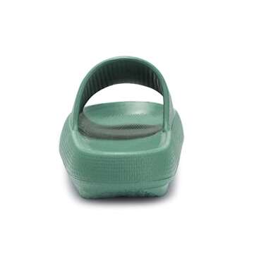 welltree Slides for Women Men Pillow Slippers Non-Slip Bathroom Shower Sandals Soft Thick Sole Indoor and Outdoor Slides,Green,10.5-11 Women/9-9.5 Men