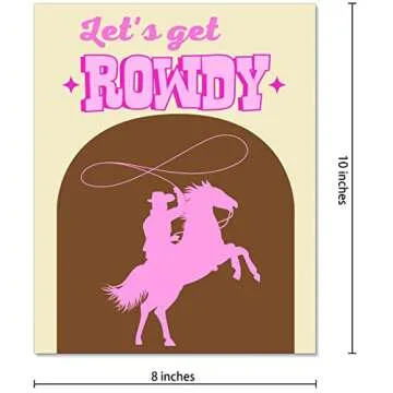 NIIORTY Western Cowgirl Theme Wall Art Aesthetic Poster Preppy Room Decor, Retro Cowgirl Canvas Print, Glamour Cowgirl Wall Art for Girls Room College Dorm Room Decoration, Set of 4-(8"x10" Unframed)