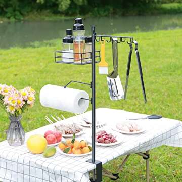 Go-komax Outdoor Grill Accessories Tools Organizer- Barbecue Caddy with Paper Towel Holder and Knife...