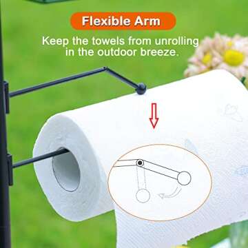 Go-komax Outdoor Grill Accessories Tools Organizer- Barbecue Caddy with Paper Towel Holder and Knife Holder for Grilling Tools & Grill Accessory Storage, Grill Utensil Holder - Grilling Gifts for Men