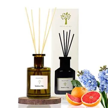 PRISTINE Maldives Villa/Inspired by Marriott Hotel Reed Diffuser for Home | Citrusy Grapefruit, Apple/Ocean Breeze/Sandalwood Oil Reed Diffuser Set & Reed Diffuser Sticks | Home Decor Scent Diffuser