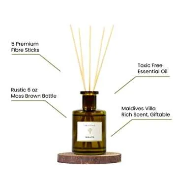 PRISTINE Maldives Villa/Inspired by Marriott Hotel Reed Diffuser for Home | Citrusy Grapefruit, Apple/Ocean Breeze/Sandalwood Oil Reed Diffuser Set & Reed Diffuser Sticks | Home Decor Scent Diffuser