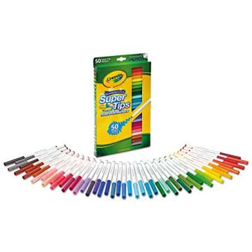 Crayola 585050 Washable Super Tips Markers, Assorted, 50/Set