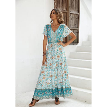 Stylish R.Vivimos Summer Floral Dress in Light Green