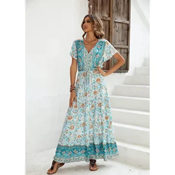 Stylish R.Vivimos Summer Floral Dress in Light Green