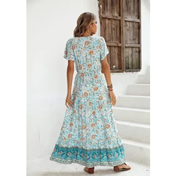 Stylish R.Vivimos Summer Floral Dress in Light Green