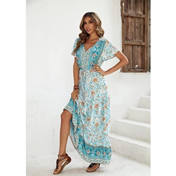 Stylish R.Vivimos Summer Floral Dress in Light Green