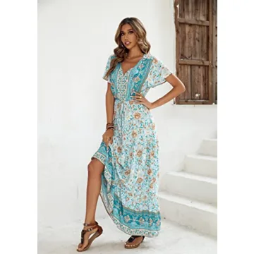 Stylish R.Vivimos Summer Floral Dress in Light Green