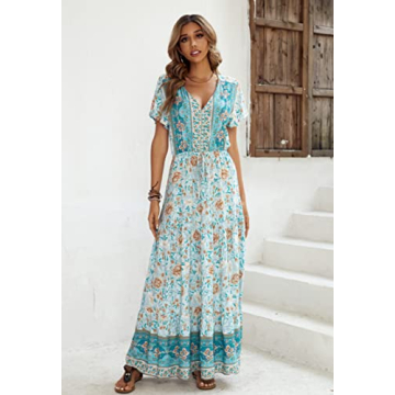 Stylish R.Vivimos Summer Floral Dress in Light Green