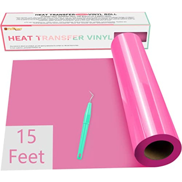 HTVRONT HTV Vinyl Rolls Heat Transfer Vinyl - 12" x 15ft Pink HTV Vinyl for Shirts, Iron on Vinyl fo...