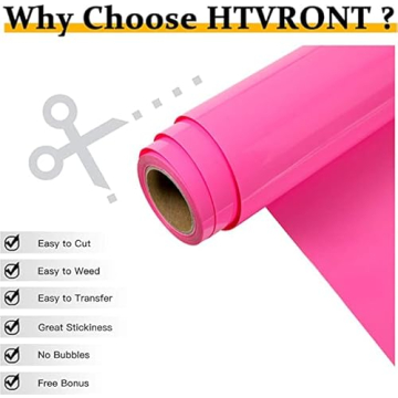 HTVRONT Pink Heat Transfer Vinyl 12" x 15ft Rolls for All Machines