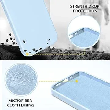 DOMAVER for iPhone 13 Case Smooth Liquid Silicone Soft Gel Rubber Microfiber Lining Cushion Cover Shockproof Protective Phone Cases Compatible with iPhone 13- Light Blue