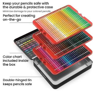 ARTEZA 72 Watercolor Pencils, Water Colored Pencils Set for Artists, Water Color Pencils in Tin Box for Adults