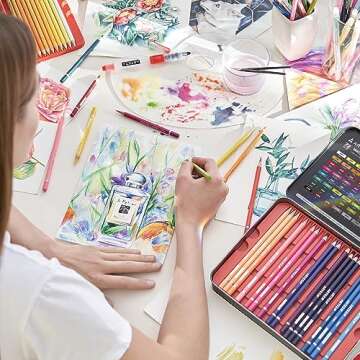 ARTEZA 72 Watercolor Pencils, Water Colored Pencils Set for Artists, Water Color Pencils in Tin Box for Adults