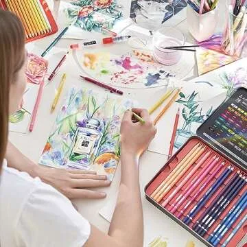 ARTEZA 72 Watercolor Pencils, Water Colored Pencils Set for Artists, Water Color Pencils in Tin Box for Adults