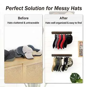 Mkono Hat Rack with 20 Hooks - Rustic Wall Organizer