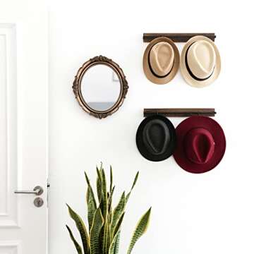 Mkono Hat Rack with 20 Hooks - Rustic Wall Organizer