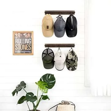 Mkono Hat Rack with 20 Hooks - Rustic Wall Organizer