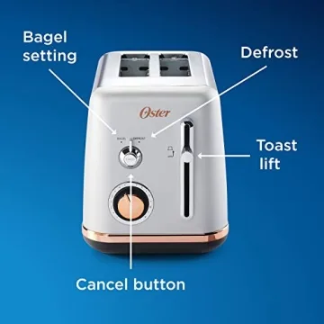 Oster 2-Slice Toaster with Rose Gold Accents for Perfect Toast