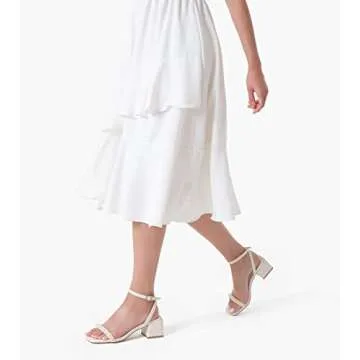 Stylish Shoe'N Tale White Heels with Low Block Heel