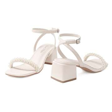 Stylish Shoe'N Tale White Heels with Low Block Heel