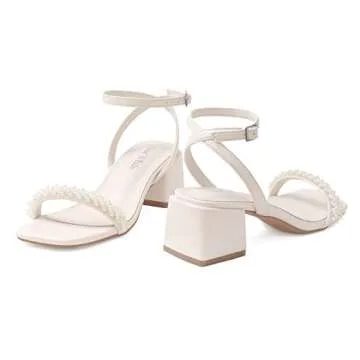 Stylish Shoe'N Tale White Heels with Low Block Heel