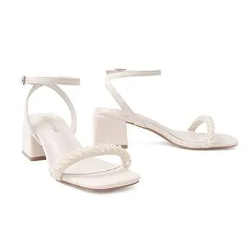 Stylish Shoe'N Tale White Heels with Low Block Heel