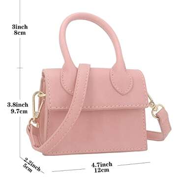 Nodeber Mini Crossbody Bag for Women Girls Synthetic Leather Flap Purse Styling Top-Handle Clutch Handbag Pink