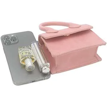 Nodeber Mini Crossbody Bag for Women Girls Synthetic Leather Flap Purse Styling Top-Handle Clutch Handbag Pink