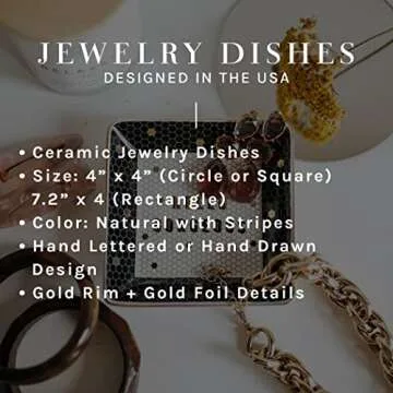 Sweet Water Decor Mrs. Jewelry Dish | Tile Vanity Tray | Engagement Gift | Bridal Shower | Wedding | Bedroom or Bathroom Accessories | Home Decor | Gold | Glam