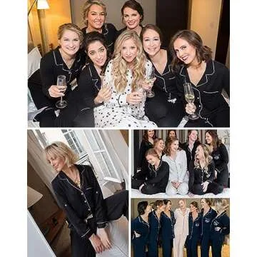 SWOMOG Womens Pajamas Set Long Sleeve Sleepwear Button Down Nightwear Soft Cotton Pj Lounge Sets with Pockets Black