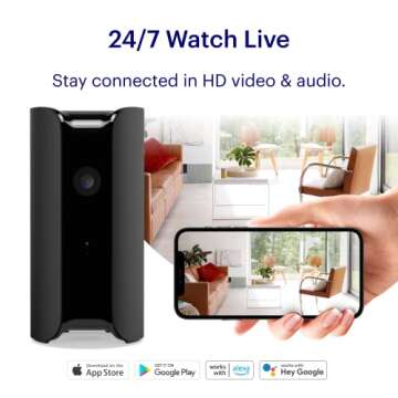 Canary View Indoor Home Security Camera 1080p HD WiFi IP | 24/7 Watch Live Video, Motion Alerts, Two...