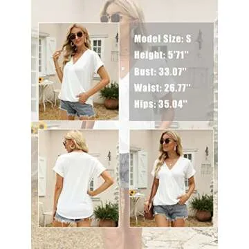 Stylish Short Sleeve Wrap V Neck Blouses for Women