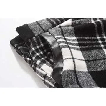 Midi Skirts for Women High Waist Plaid Wool Long Black Pleated Skirts (Small, Mid-Calf Black&White)