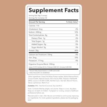 Clean Simple Eats Chocolate Brownie Batter Whey Protein Powder, Natural Sweetened and Cold-Processed 20 Grams of Protein (30 Servings)