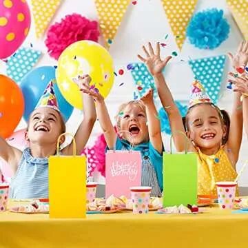 TOMNK 48 Pcs Goodie Bags, 5.2x3.3x8 Inches Gift Bags with Handles, 8 Colors Small Paper Party Favor Bulk, for Kids Birthday, Crafts, Party Supplies