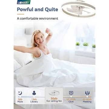 LEDIARY Flush Mount Ceiling Fan with Lights - 6 Speeds & Remote
