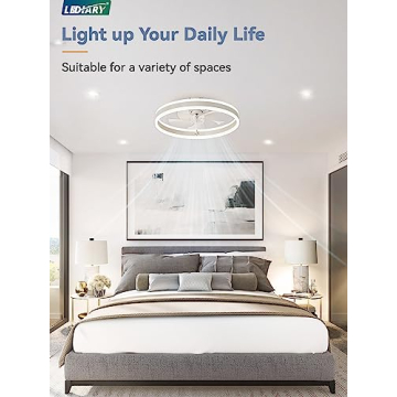 LEDIARY Flush Mount Ceiling Fan with Lights - 6 Speeds & Remote